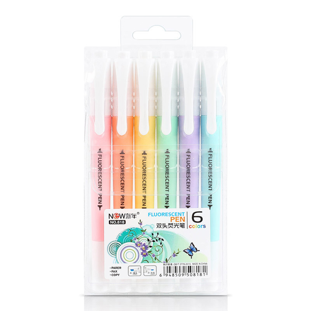 Dual Tip Highlighter Rainbow Pens Set Dual Tip Marker Pen Broad and Fine Tips No Bleed Aesthetic Highlighters Clear View